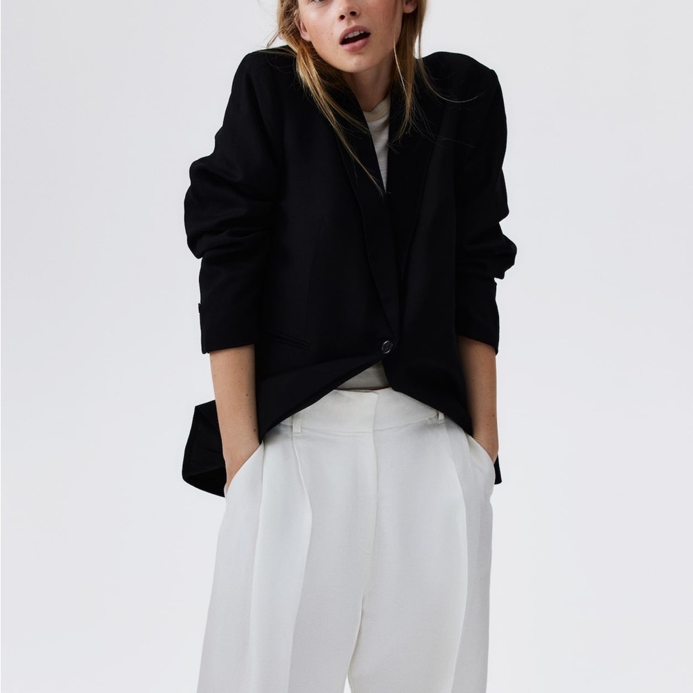 H&M Linen Blend Blazer- Lightweight Casual Workwear - Picture 2 of 10